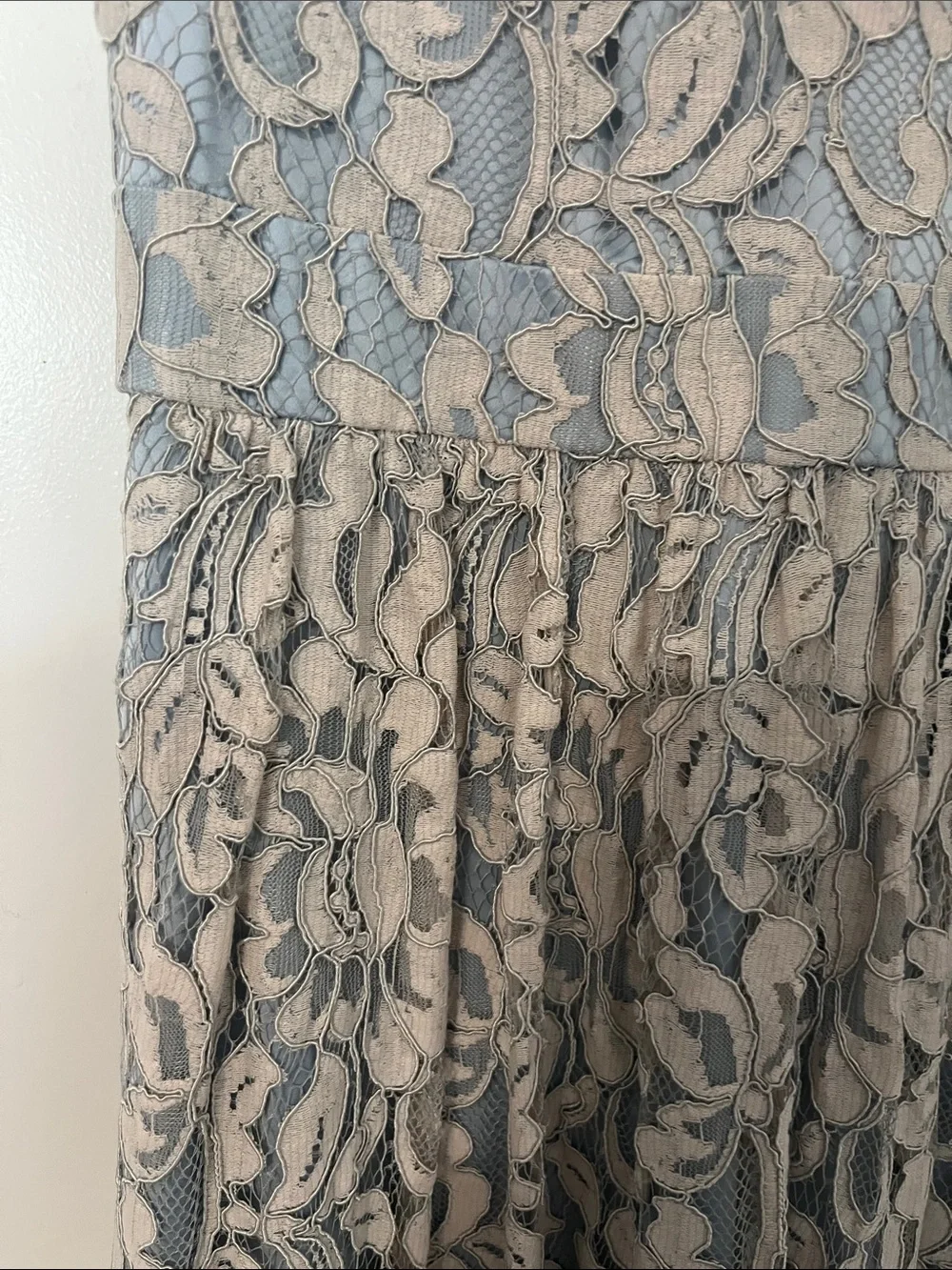 Eliza J Blue Dress with Cream Lace Overlay